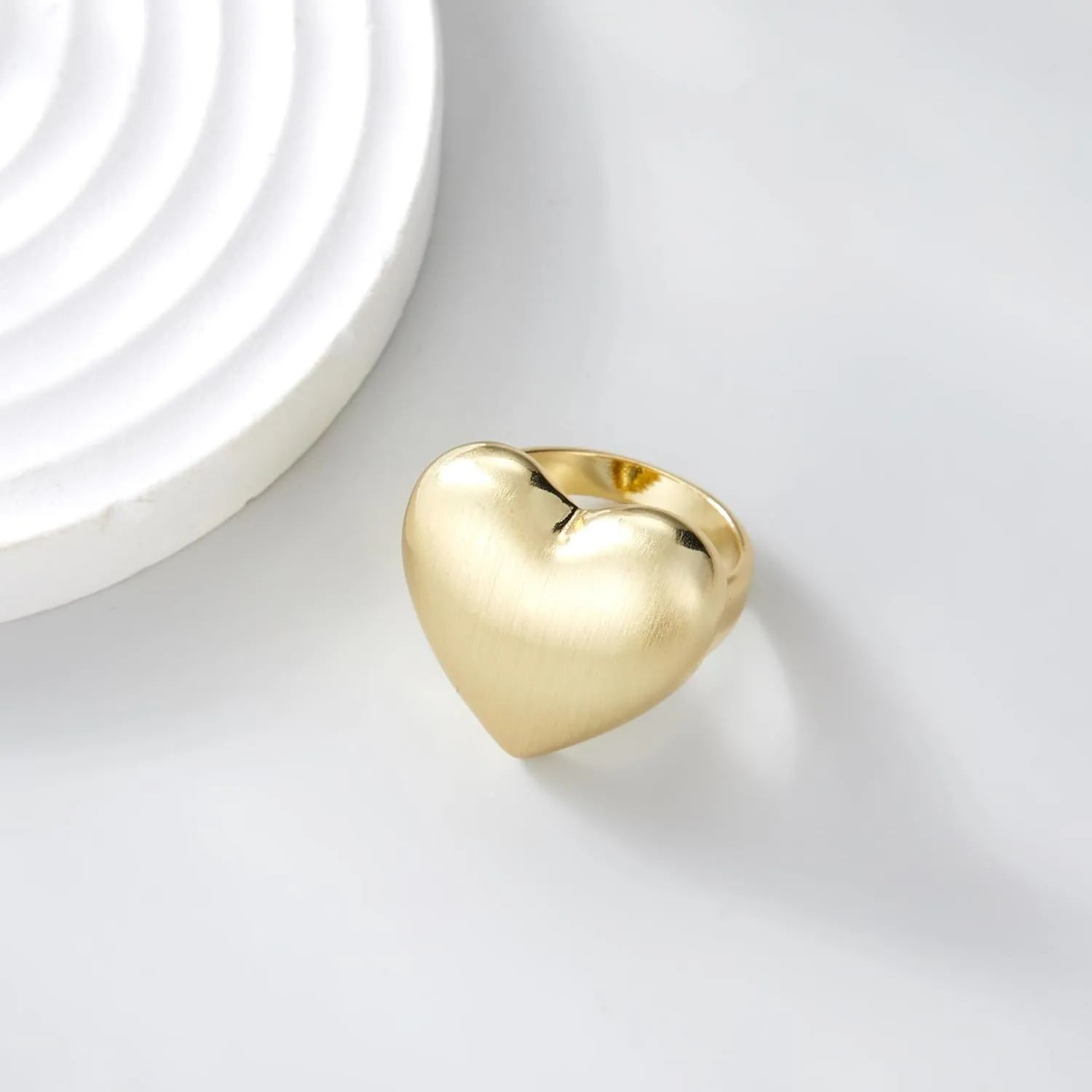 Chunky Gold Rings for Women, 14K Gold Plated Statement Band Ring Hypoallergenic Jewelry for Her