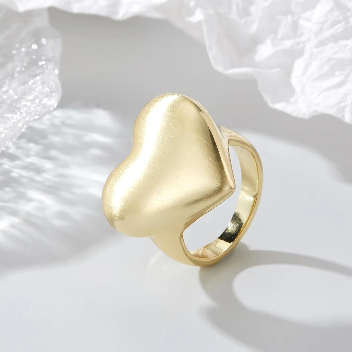 Chunky Gold Rings for Women, 14K Gold Plated Statement Band Ring Hypoallergenic Jewelry for Her