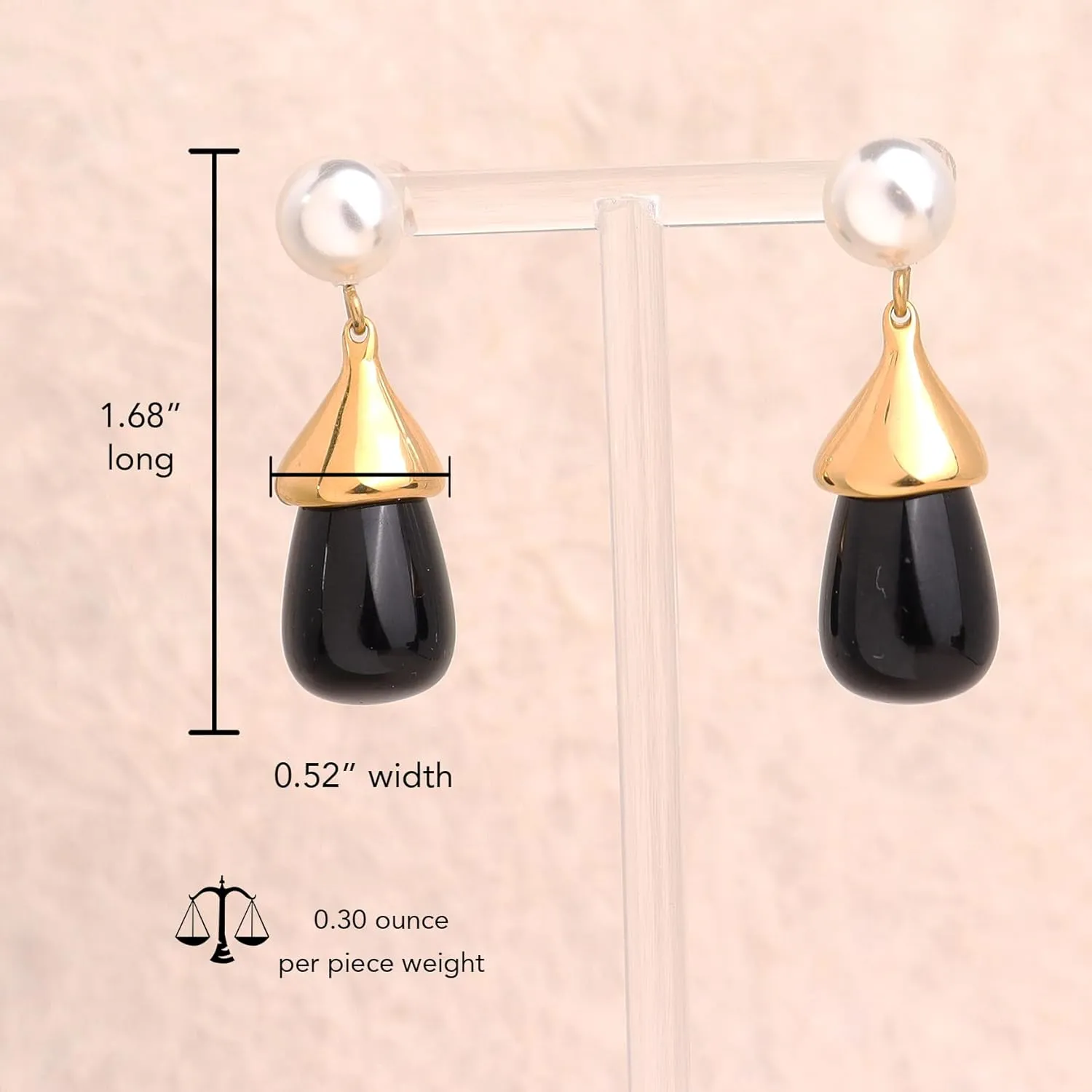 Chunky Pearl Gold Silver Emerald Blue Water Quartz Black Waterdrop Natural Gemstone Drop Earrings for Women, Vintage Statement Teardrop Stone Pearl Earing Prom Jewelry Gift