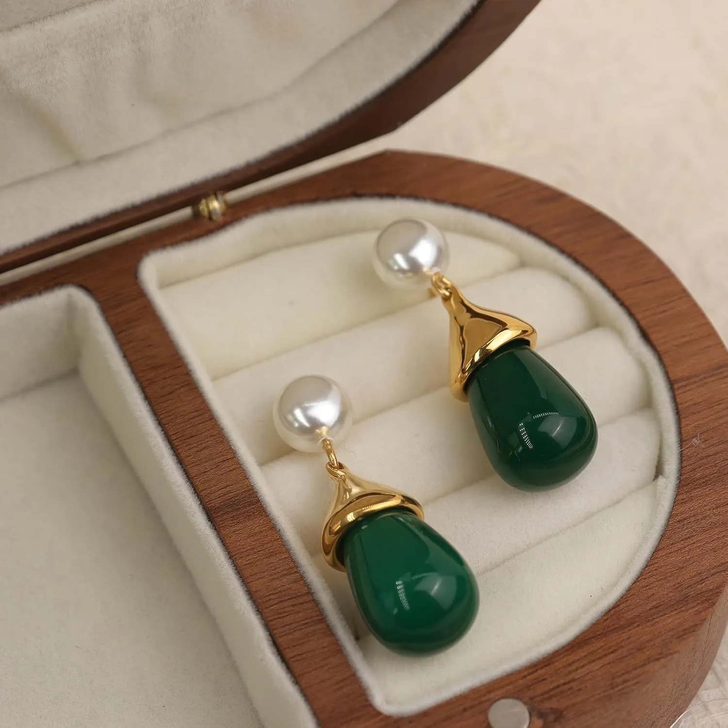Chunky Pearl Gold Silver Emerald Blue Water Quartz Black Waterdrop Natural Gemstone Drop Earrings for Women, Vintage Statement Teardrop Stone Pearl Earing Prom Jewelry Gift