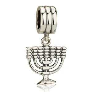 Classic Menorah Hanging Charm Pendant 925 Sterling Silver Classic Jewish Jewelry