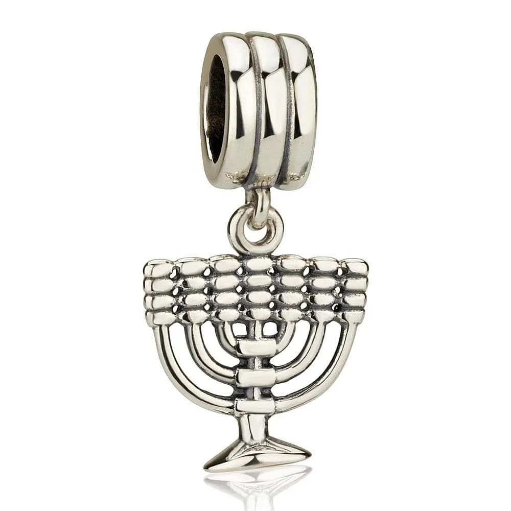 Classic Menorah Hanging Charm Pendant 925 Sterling Silver Classic Jewish Jewelry