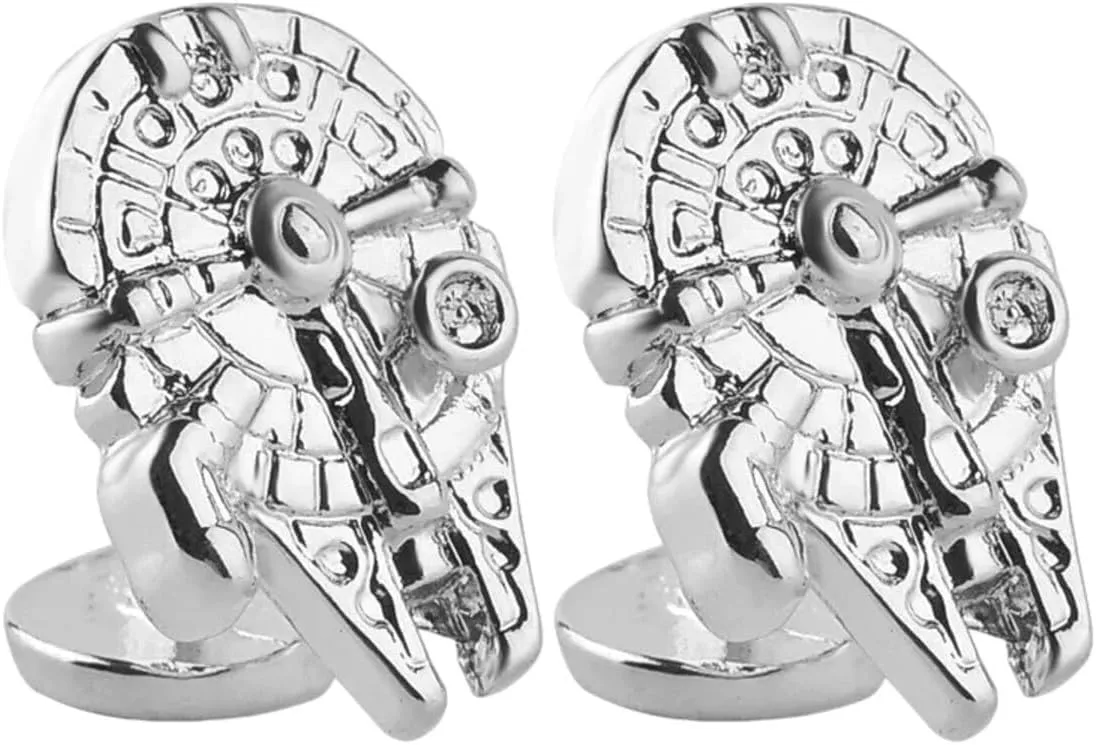 Classic Sci - Fi Cufflinks Spacecraft Millennium Falcon Metal Cuff Links Men Wedding Accessories Business Jewelry, As Pic, CHIMAIKA-2406-TH2385