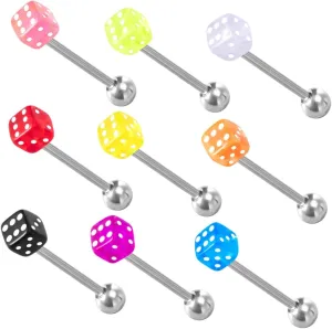CLISPEED Acrylic Tongue Rings Dice 9pcs Tongue Jewelry Safe Material for Piercing Present for Men Women