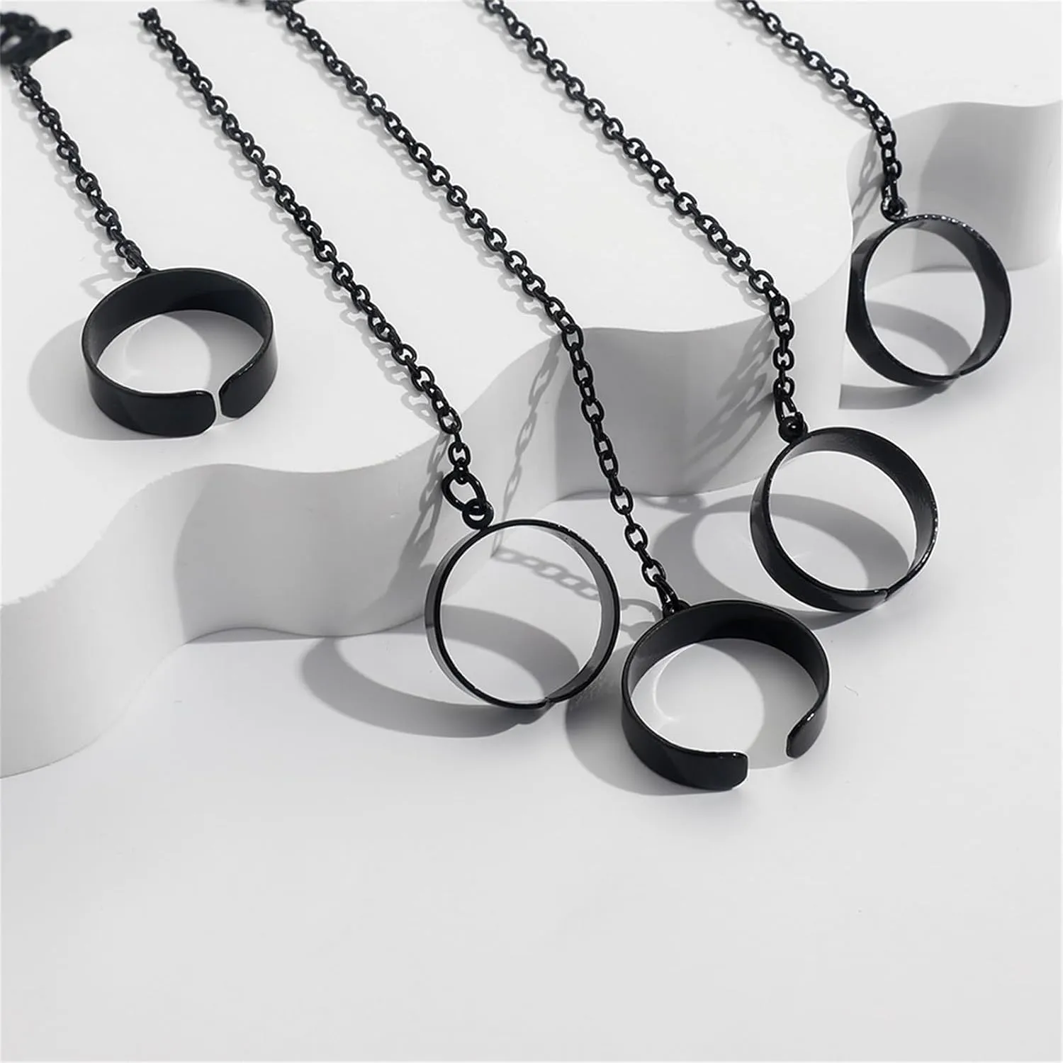 coadipress Punk Chain Open Cuff Finger Rings for Men Women Adjustable Hip Hop Vintage Gothic Stackable Statement Knuckle Ring Link Multiple Chain Ring Party Jewelry