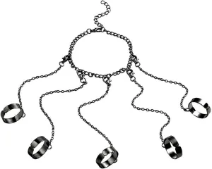 coadipress Punk Chain Open Cuff Finger Rings for Men Women Adjustable Hip Hop Vintage Gothic Stackable Statement Knuckle Ring Link Multiple Chain Ring Party Jewelry