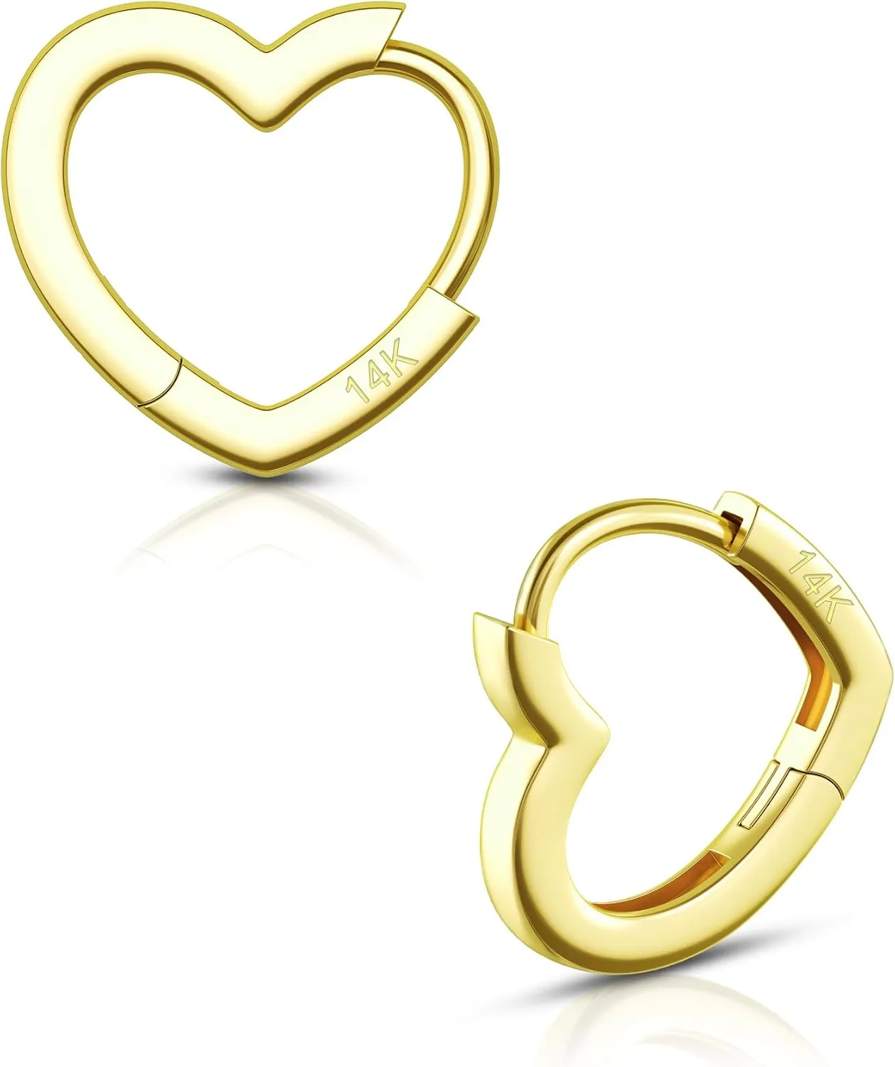 COCHARM 14K Solid Gold Hoop Earrings 20g Cartilage Hoop Earrings Heart Huggie Hoop Earrings Helix Piercing Jewelry for Women Men