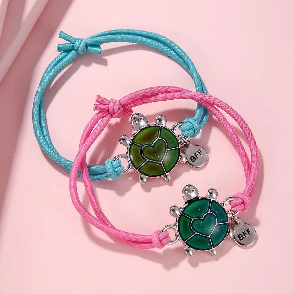 COLORFUL BLING Dinosaur Frog Turtle Dragon Color Changing Mood Bracelet Set for Women Emotion Feeling Temperature Sensing Wrap Bracelet with Card Friendship Jewelry