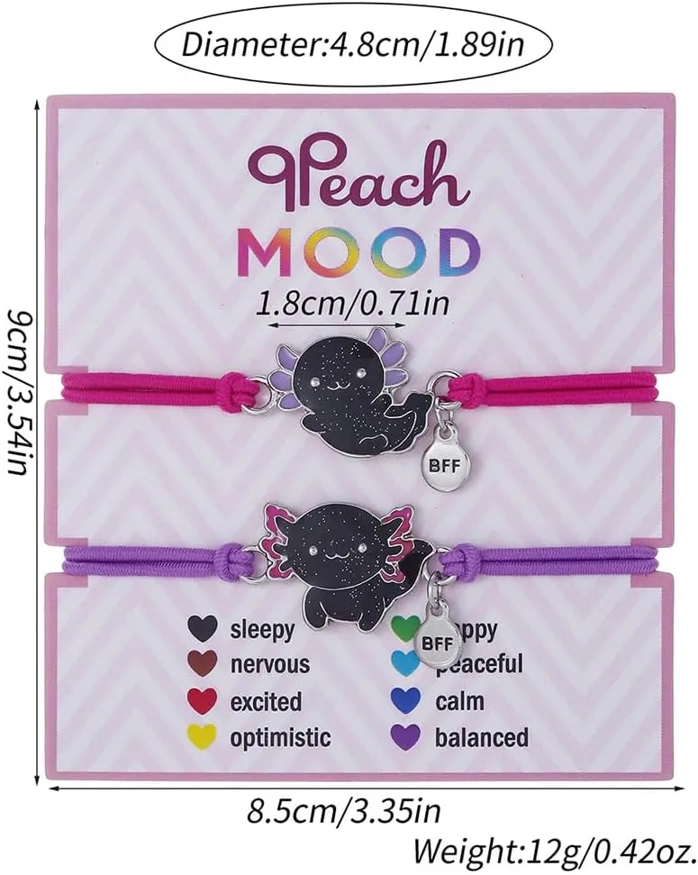 COLORFUL BLING Dinosaur Frog Turtle Dragon Color Changing Mood Bracelet Set for Women Emotion Feeling Temperature Sensing Wrap Bracelet with Card Friendship Jewelry