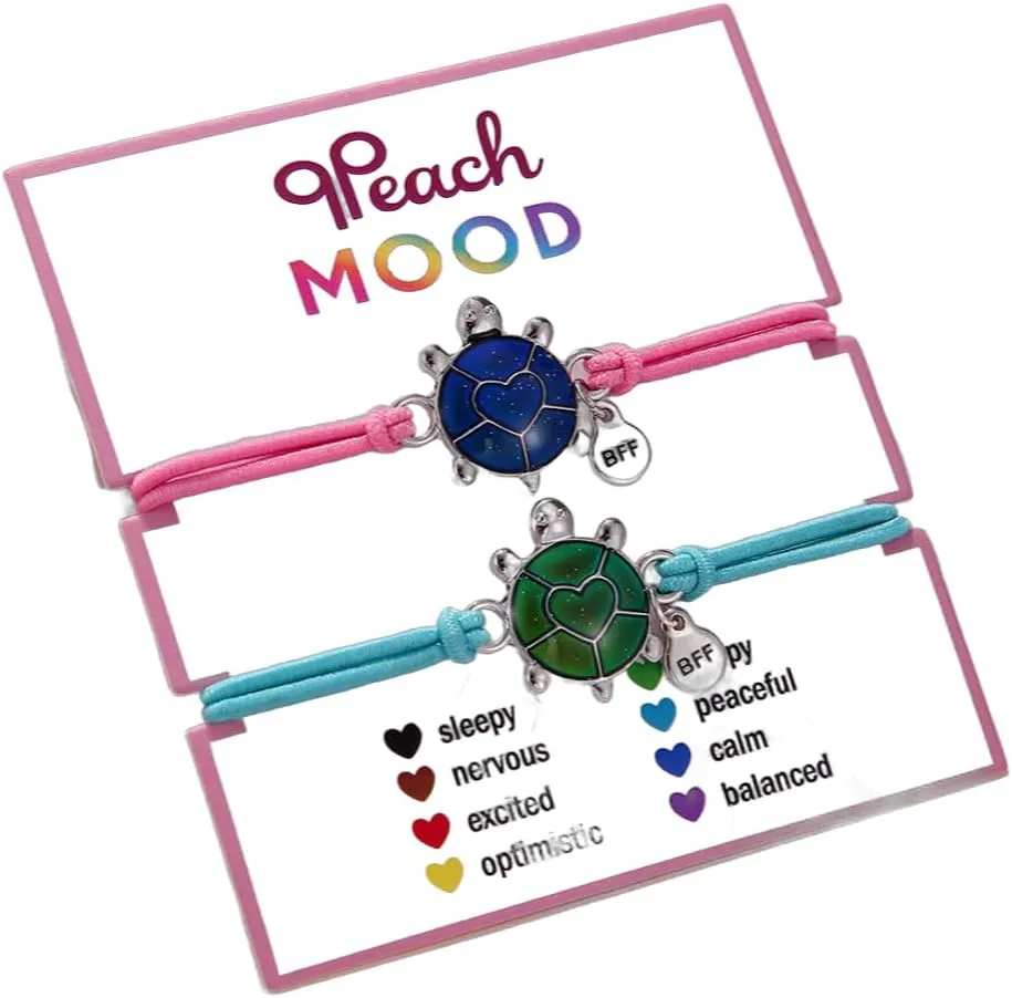 COLORFUL BLING Dinosaur Frog Turtle Dragon Color Changing Mood Bracelet Set for Women Emotion Feeling Temperature Sensing Wrap Bracelet with Card Friendship Jewelry