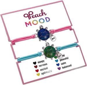 COLORFUL BLING Dinosaur Frog Turtle Dragon Color Changing Mood Bracelet Set for Women Emotion Feeling Temperature Sensing Wrap Bracelet with Card Friendship Jewelry
