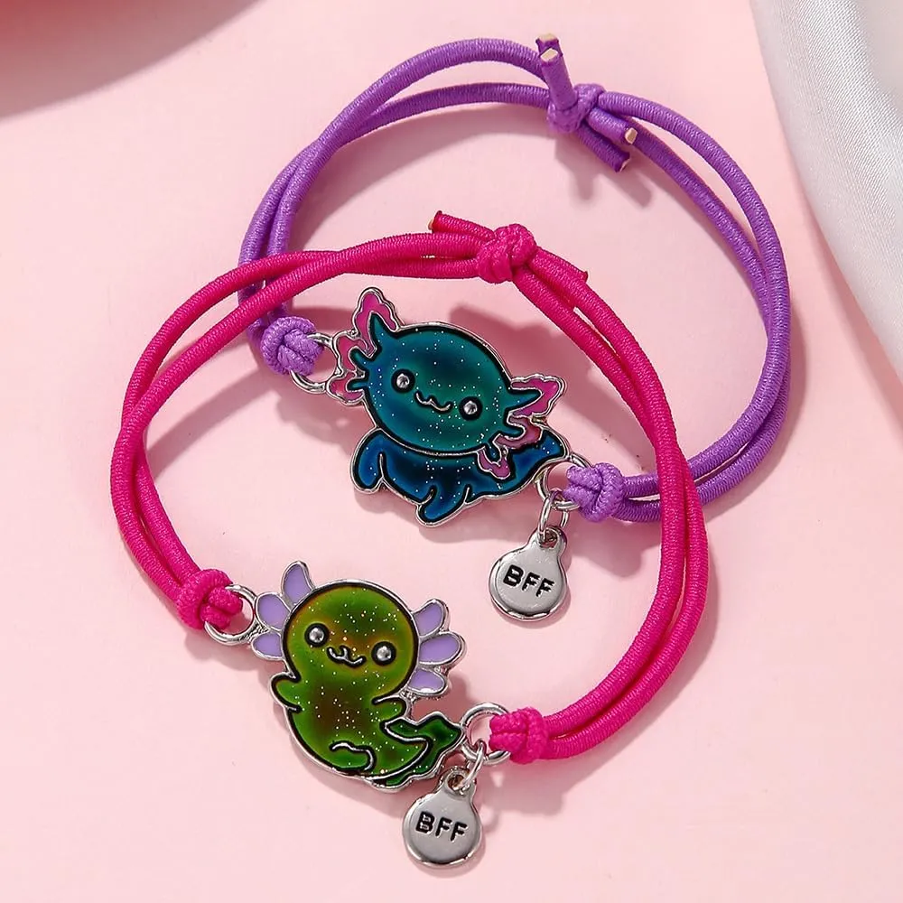 COLORFUL BLING Dinosaur Frog Turtle Dragon Color Changing Mood Bracelet Set for Women Emotion Feeling Temperature Sensing Wrap Bracelet with Card Friendship Jewelry