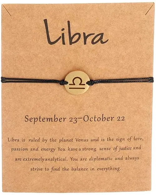 COLORFUL BLING Horoscope Zodiac Bracelet 12 Constellation Sign Bracelet for Women Astrology 14k Gold Plated Bracelet Anklet Friendship Couple Jewelry with Message Card