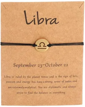 COLORFUL BLING Horoscope Zodiac Bracelet 12 Constellation Sign Bracelet for Women Astrology 14k Gold Plated Bracelet Anklet Friendship Couple Jewelry with Message Card