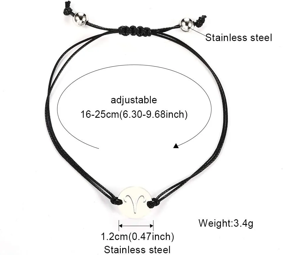 COLORFUL BLING Horoscope Zodiac Bracelet 12 Constellation Sign Bracelet for Women Astrology 14k Gold Plated Bracelet Anklet Friendship Couple Jewelry with Message Card