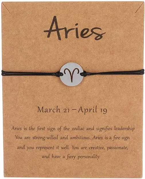 COLORFUL BLING Horoscope Zodiac Bracelet 12 Constellation Sign Bracelet for Women Astrology 14k Gold Plated Bracelet Anklet Friendship Couple Jewelry with Message Card