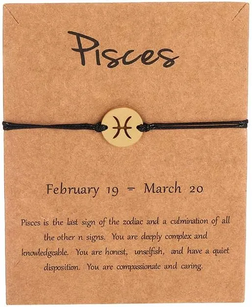 COLORFUL BLING Horoscope Zodiac Bracelet 12 Constellation Sign Bracelet for Women Astrology 14k Gold Plated Bracelet Anklet Friendship Couple Jewelry with Message Card
