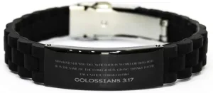 Colossians 3:17 Christian Glidelock Bracelet Gifts, Inspirational Message Prayer Colossians 3:17 Religious Bracelets for Women Men Colossians 3:17 Bible Verse Faith Adjustable Engraved Bracelet and