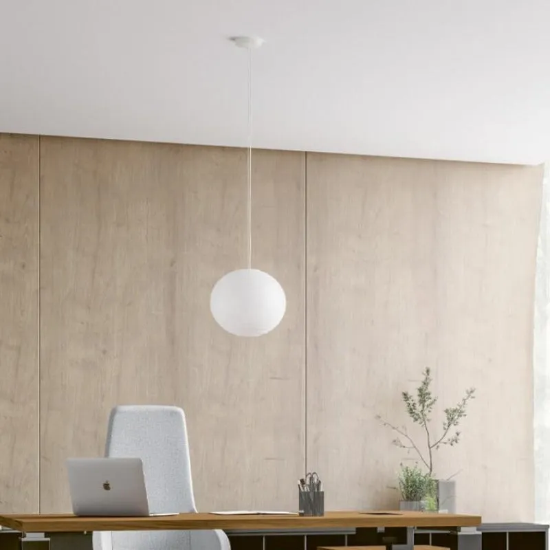 Contemporary Ringed Sphere Glass Pendant