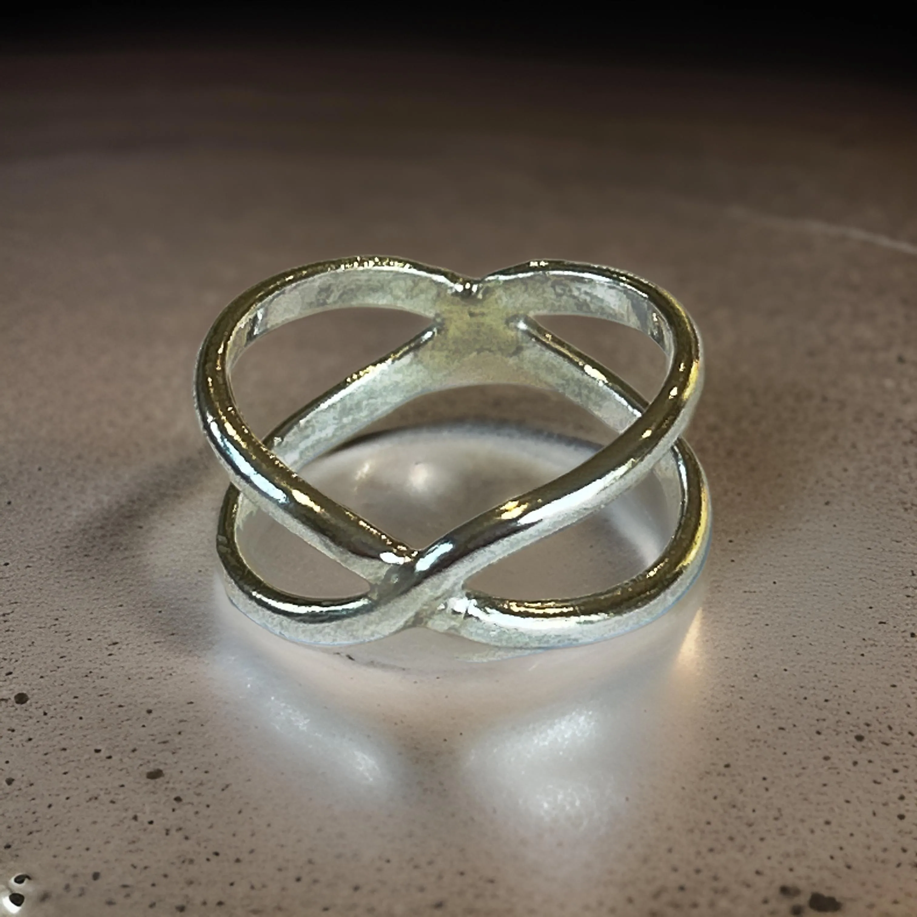 Contemporary Silver Crossover Ring