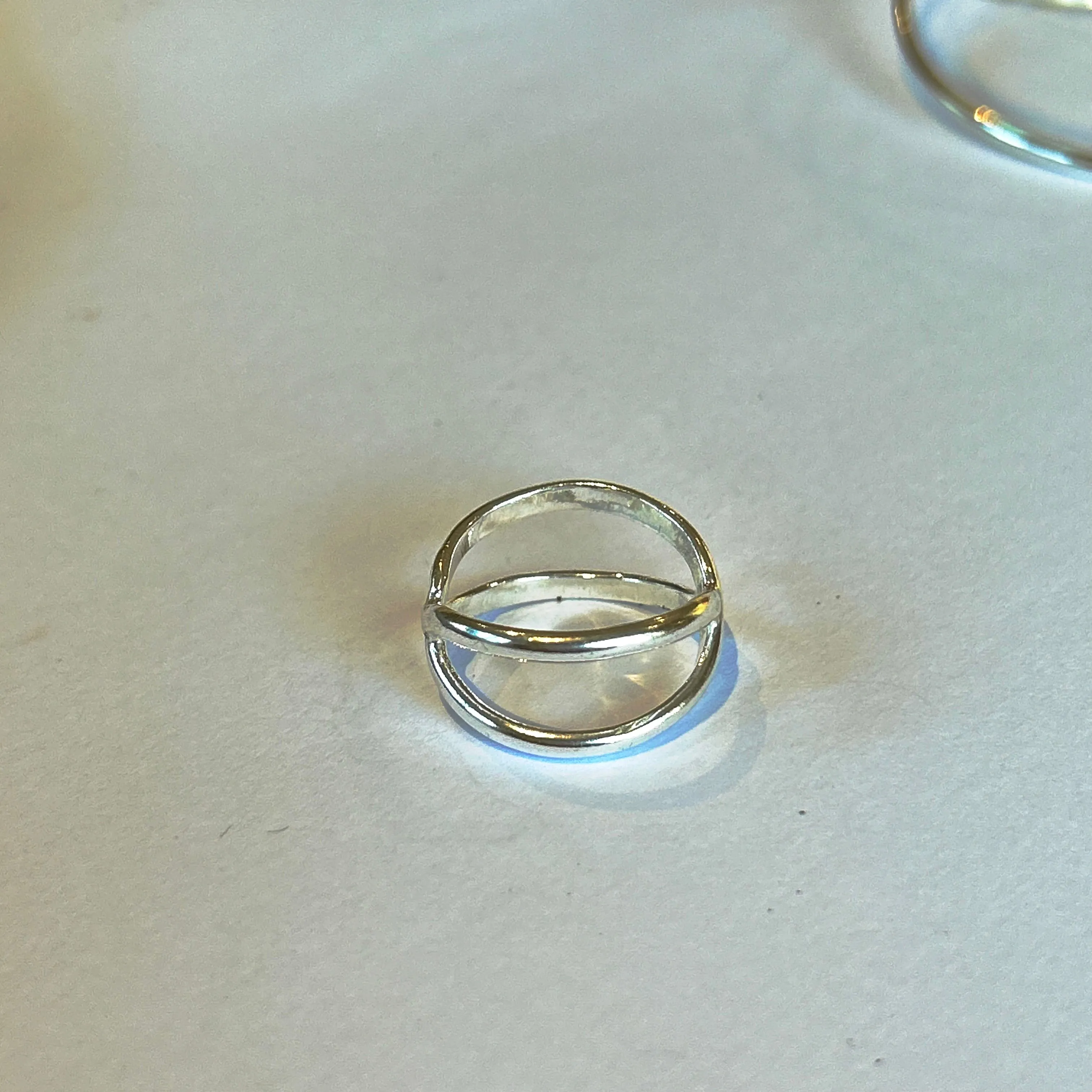 Contemporary Silver Crossover Ring