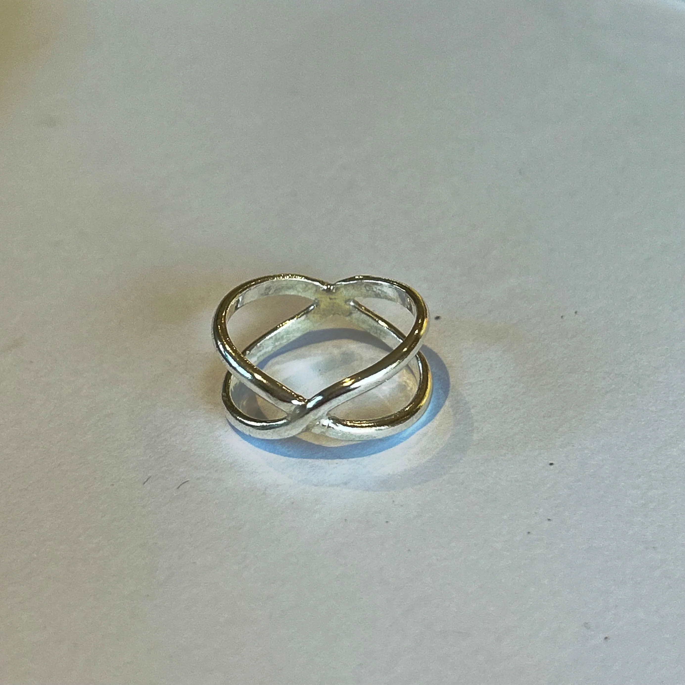 Contemporary Silver Crossover Ring