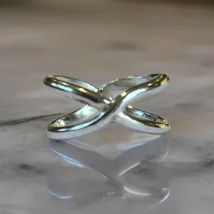 Contemporary Silver Crossover Ring
