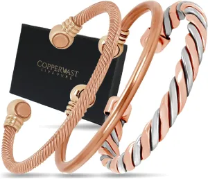 Copper Bracelets- for Men and Women| Set of 3 with Gift Bag |Handmade 100% Copper