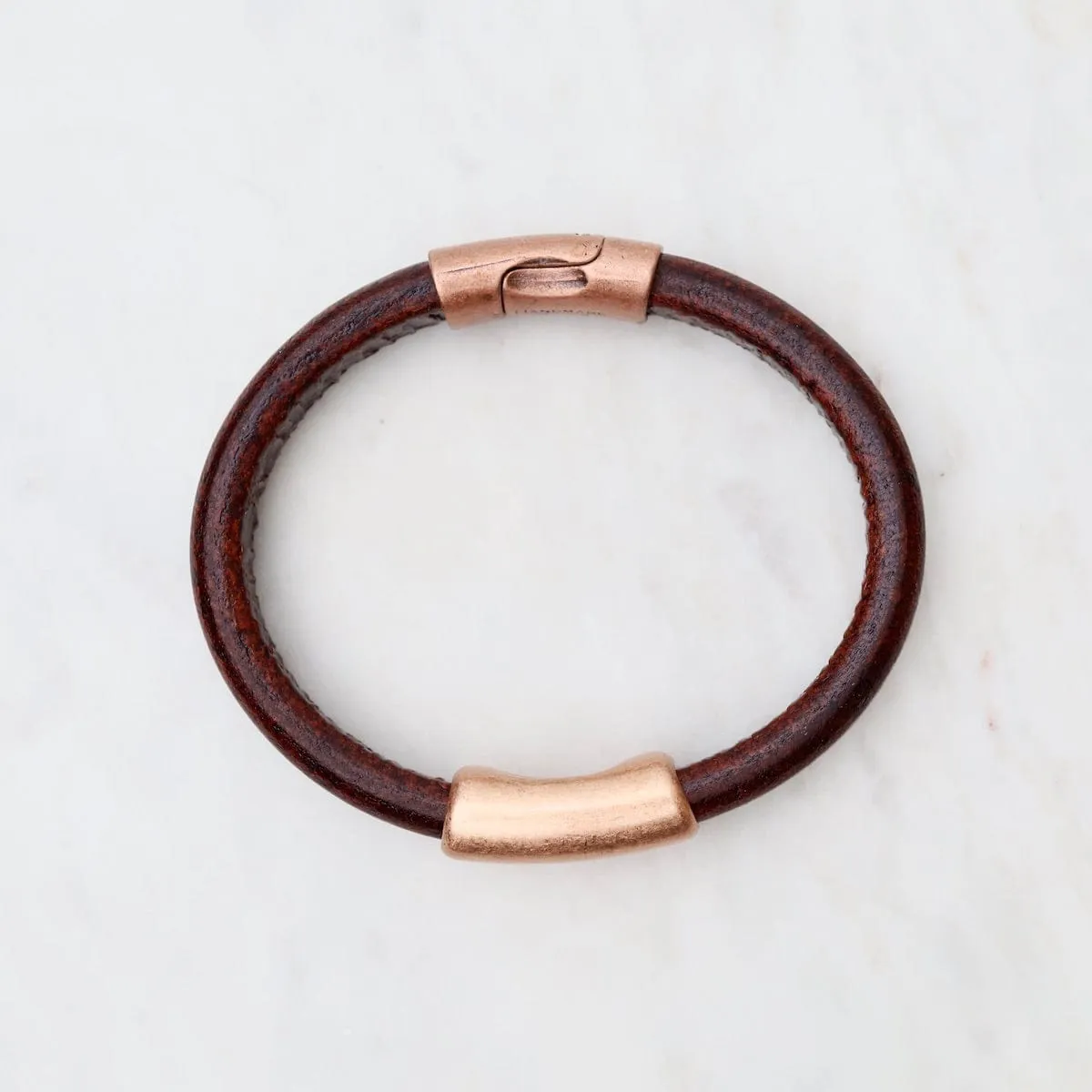 Copper North Brown Leather Bracelet