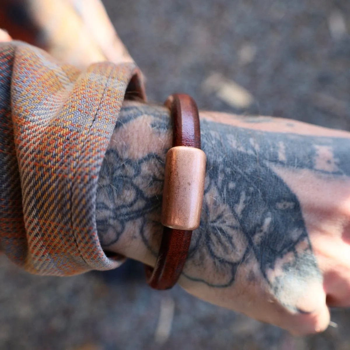 Copper North Brown Leather Bracelet