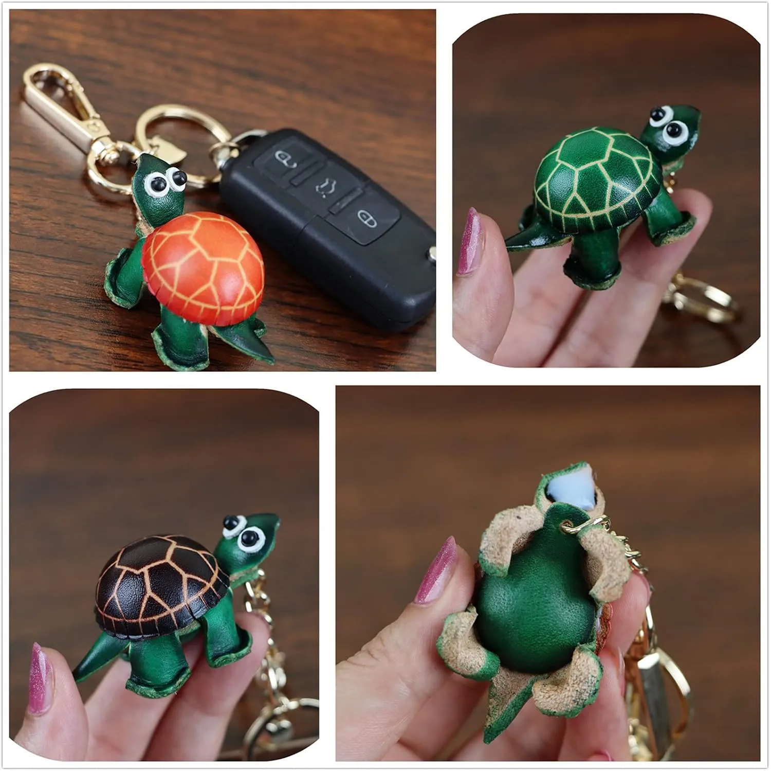 Cowhide Handmade Small Tortoise Keychain Male Cute Small Gift Girl Backpack Pendant