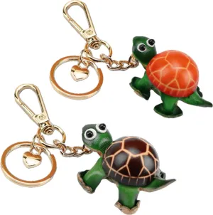 Cowhide Handmade Small Tortoise Keychain Male Cute Small Gift Girl Backpack Pendant
