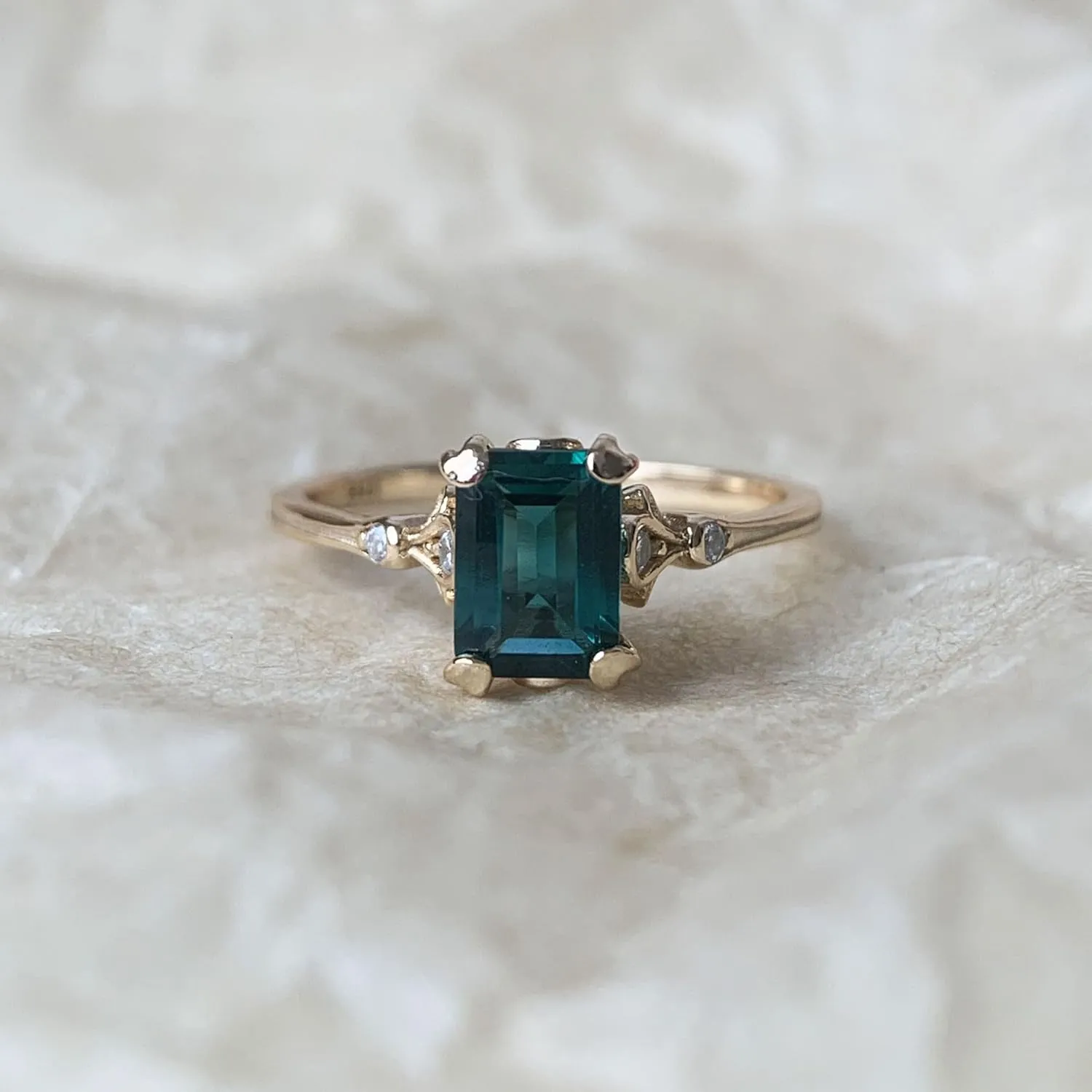 Created Emerald Engagement Rings May Birthstone Ring Dainty Vintage Wedding Ring Anniversary Jewelry Gift