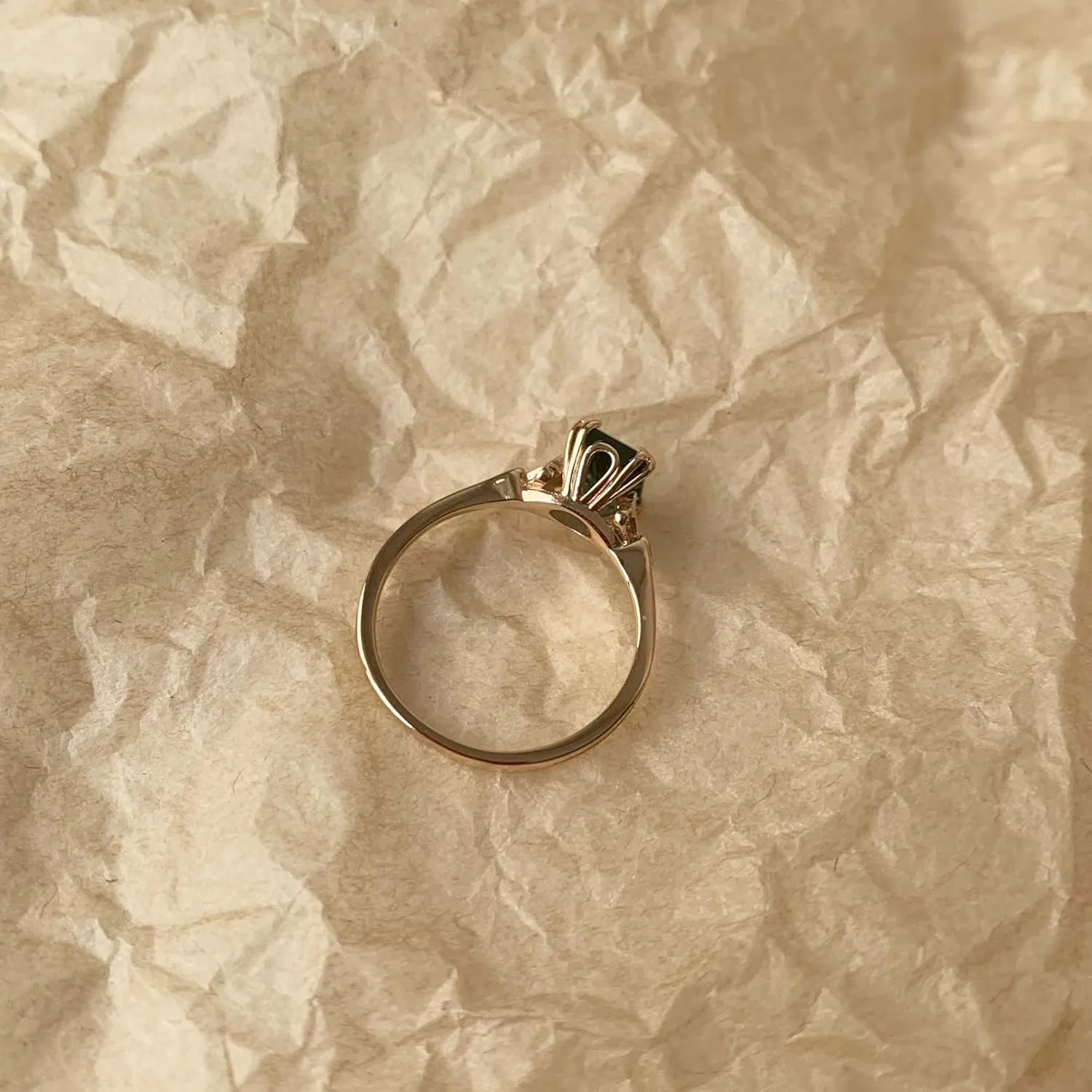 Created Emerald Engagement Rings May Birthstone Ring Dainty Vintage Wedding Ring Anniversary Jewelry Gift