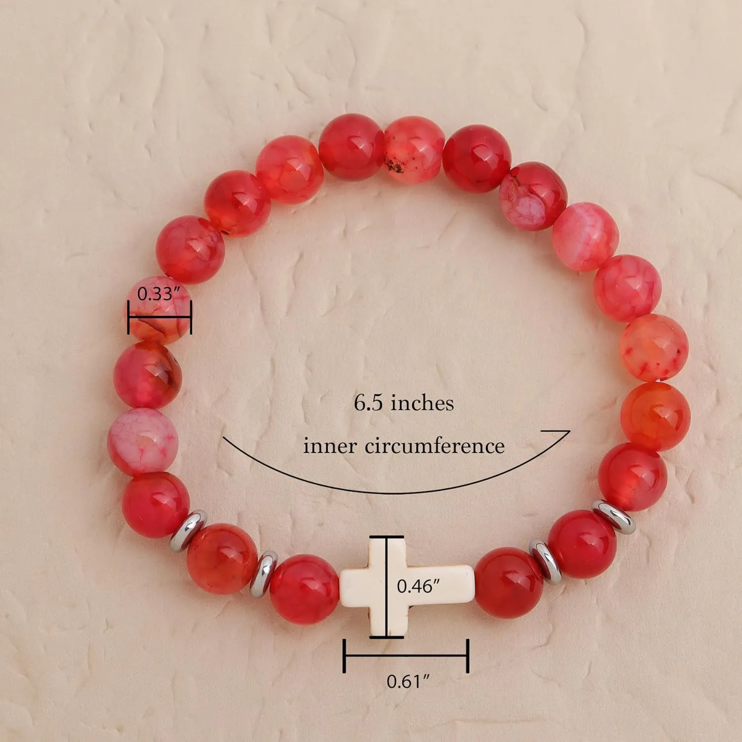 Cross Birthstone Gemstone Beaded Stretch Protection Bracelet for Man Woman, Handmade Healing Stone Chakra Beads Elastic Bracelets Accessories Fashion Jewelry Gift.