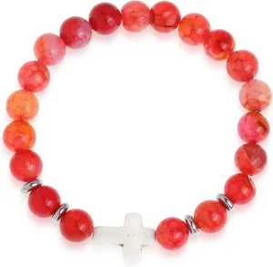Cross Birthstone Gemstone Beaded Stretch Protection Bracelet for Man Woman, Handmade Healing Stone Chakra Beads Elastic Bracelets Accessories Fashion Jewelry Gift.