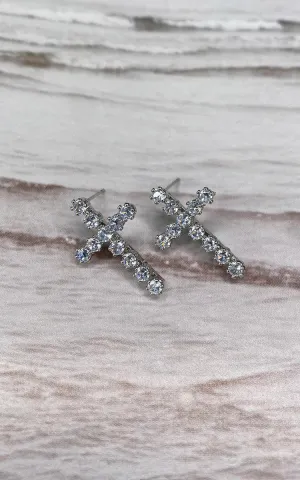 Cross Diamante Earrings