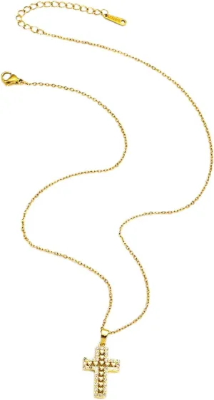 Cross Necklace for Women Men Baptism Gifts Gold Silver Cross Necklaces Trendy Dainty Gold Necklace Rhinestone Cross Pendant Necklace Layered Cross Necklacs Christian Gifts Simple Trendy Jewelry Gift