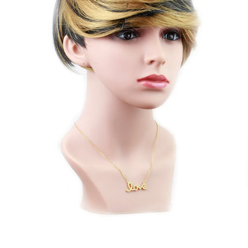 Crystal CZ Women Clavicle Love Letter Initial