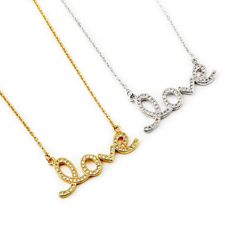 Crystal CZ Women Clavicle Love Letter Initial