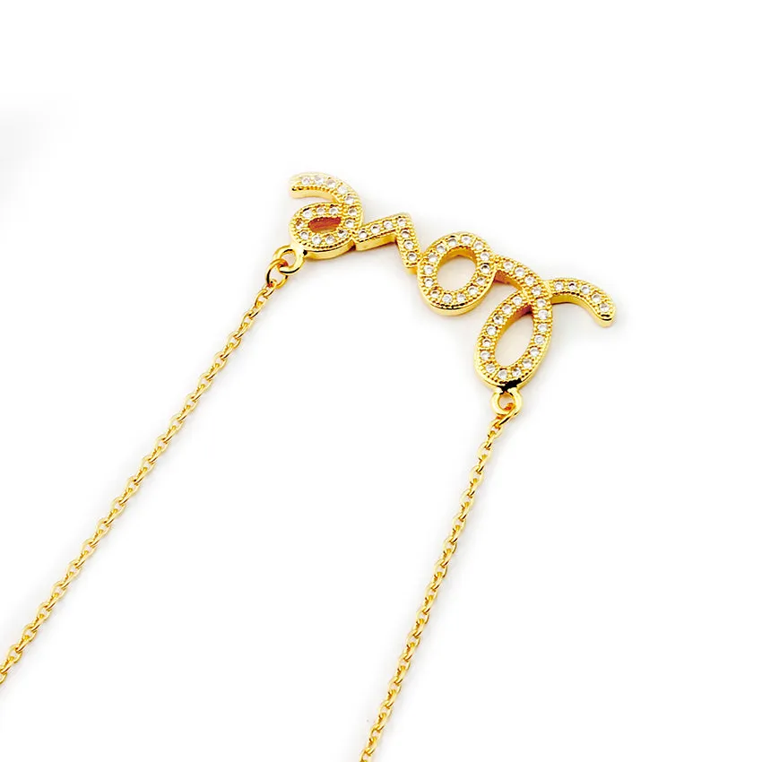 Crystal CZ Women Clavicle Love Letter Initial