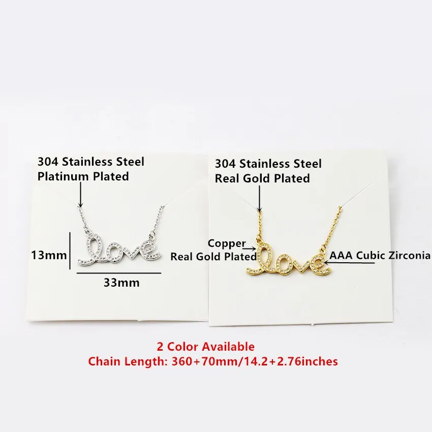 Crystal CZ Women Clavicle Love Letter Initial