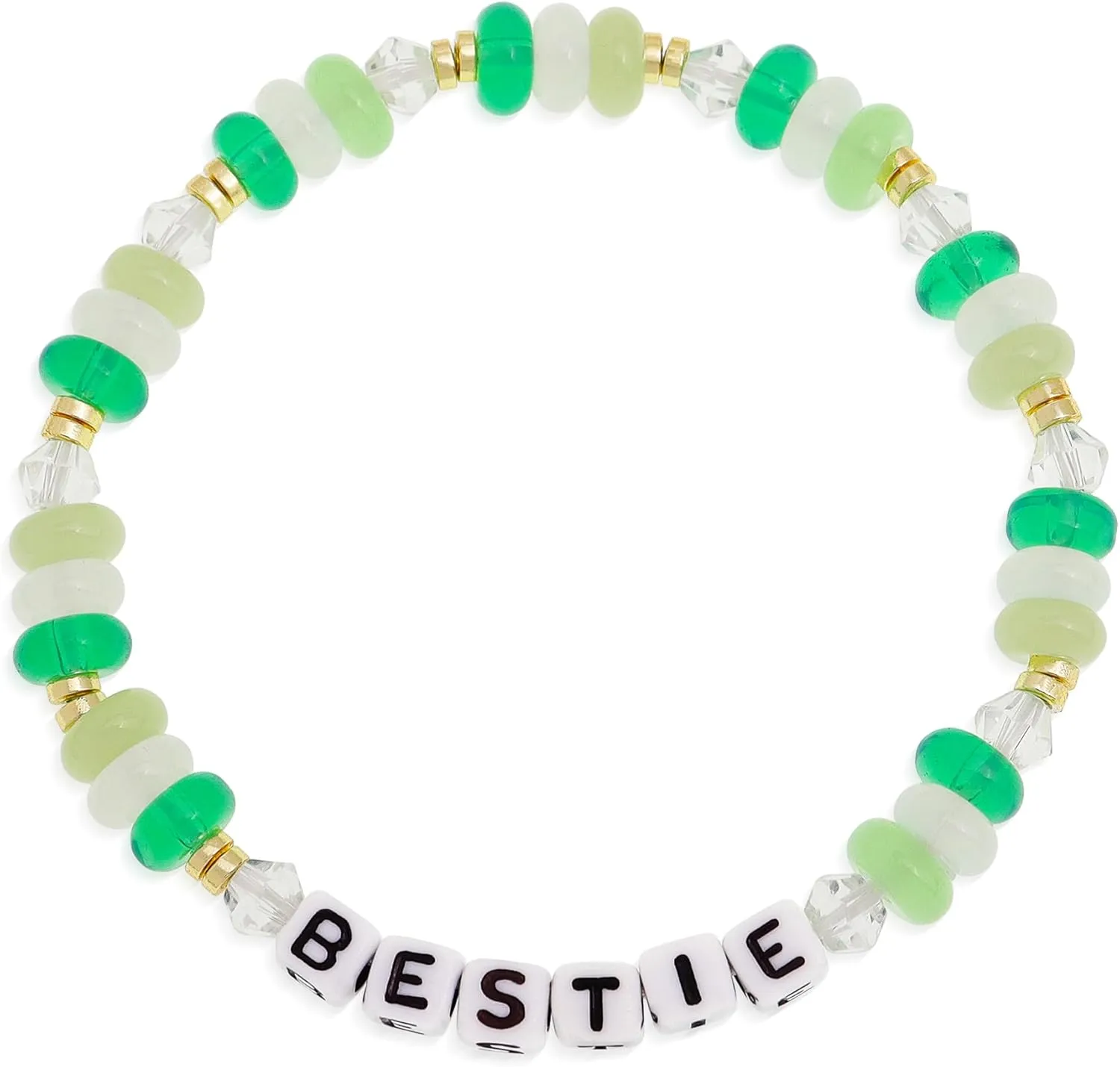 Crystal Letter Beaded Stretch Bracelets for Women, Trendy Boho Gold Natural Stone Beads Bracelet Jewelry Gift.