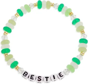 Crystal Letter Beaded Stretch Bracelets for Women, Trendy Boho Gold Natural Stone Beads Bracelet Jewelry Gift.