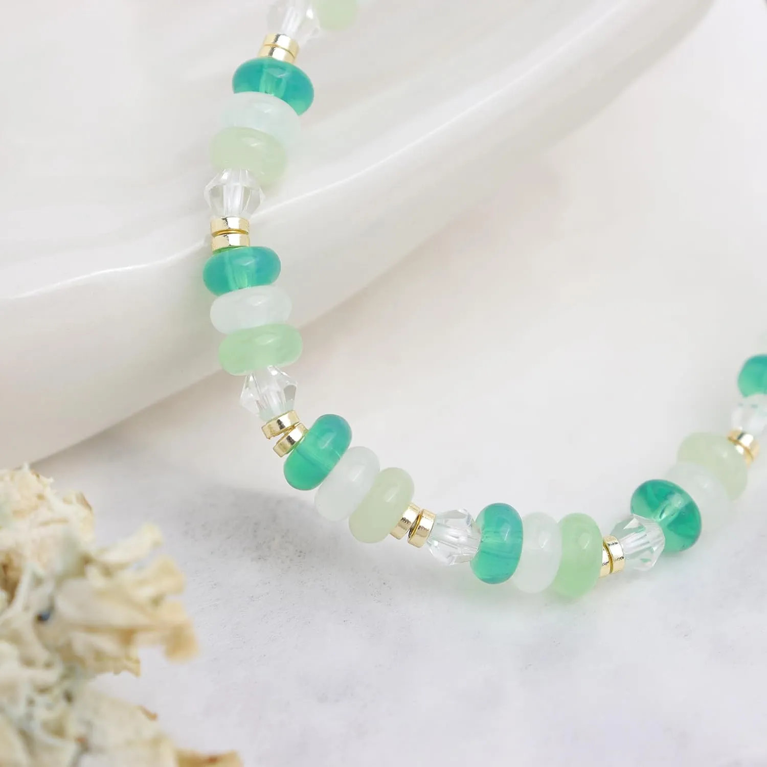 Crystal Letter Beaded Stretch Bracelets for Women, Trendy Boho Gold Natural Stone Beads Bracelet Jewelry Gift.