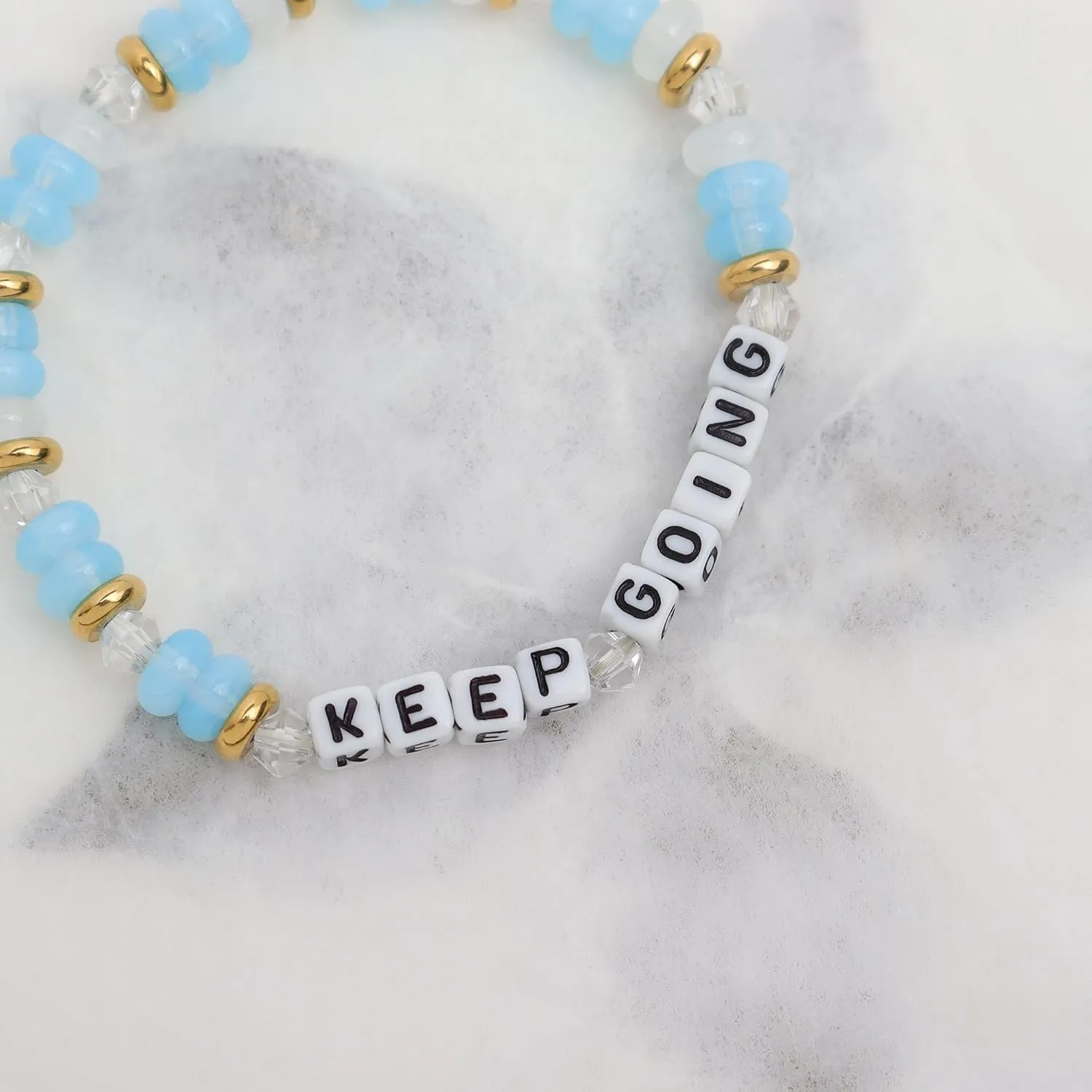 Crystal Letter Beaded Stretch Bracelets for Women, Trendy Boho Gold Natural Stone Beads Bracelet Jewelry Gift.