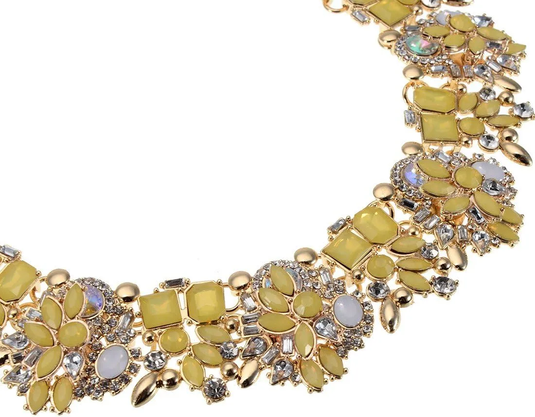 Crystal Rhinestone Statement Necklace, Vintage Chunky Chain Choker Collar Bib Statement Necklace Fashion Costume Jewelry Necklaces for Women