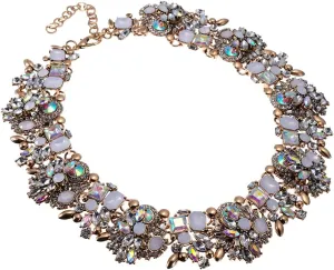 Crystal Rhinestone Statement Necklace, Vintage Chunky Chain Choker Collar Bib Statement Necklace Fashion Costume Jewelry Necklaces for Women
