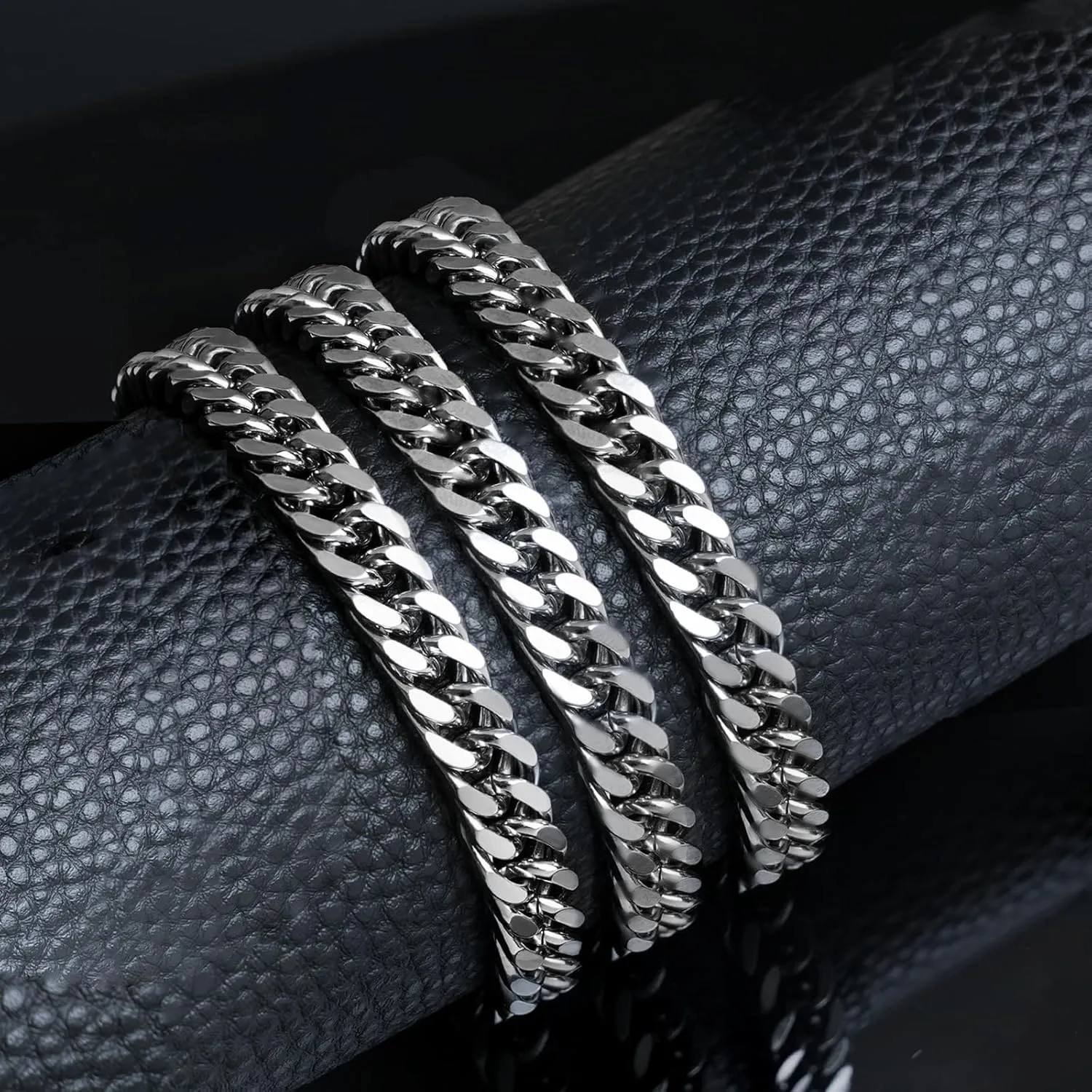 Cuban Link Bracelet for Men, Stainless Steel Men's Bracelets, 8MM Sturdy Miami Hand Chain Hip Hop Wrist Jewelry for Husband/Boyfriend