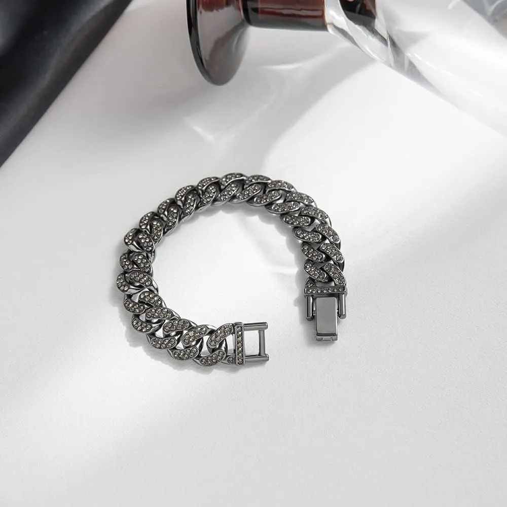 Cuban Link Chain Bracelet for Mens Alloy Diamond Cut 18mm 21mm Stainless Steel Chain Hip Hop Jewelry